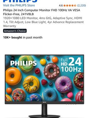 Philips 24" Monitor Black with Blue Accent Full HD 100Hz